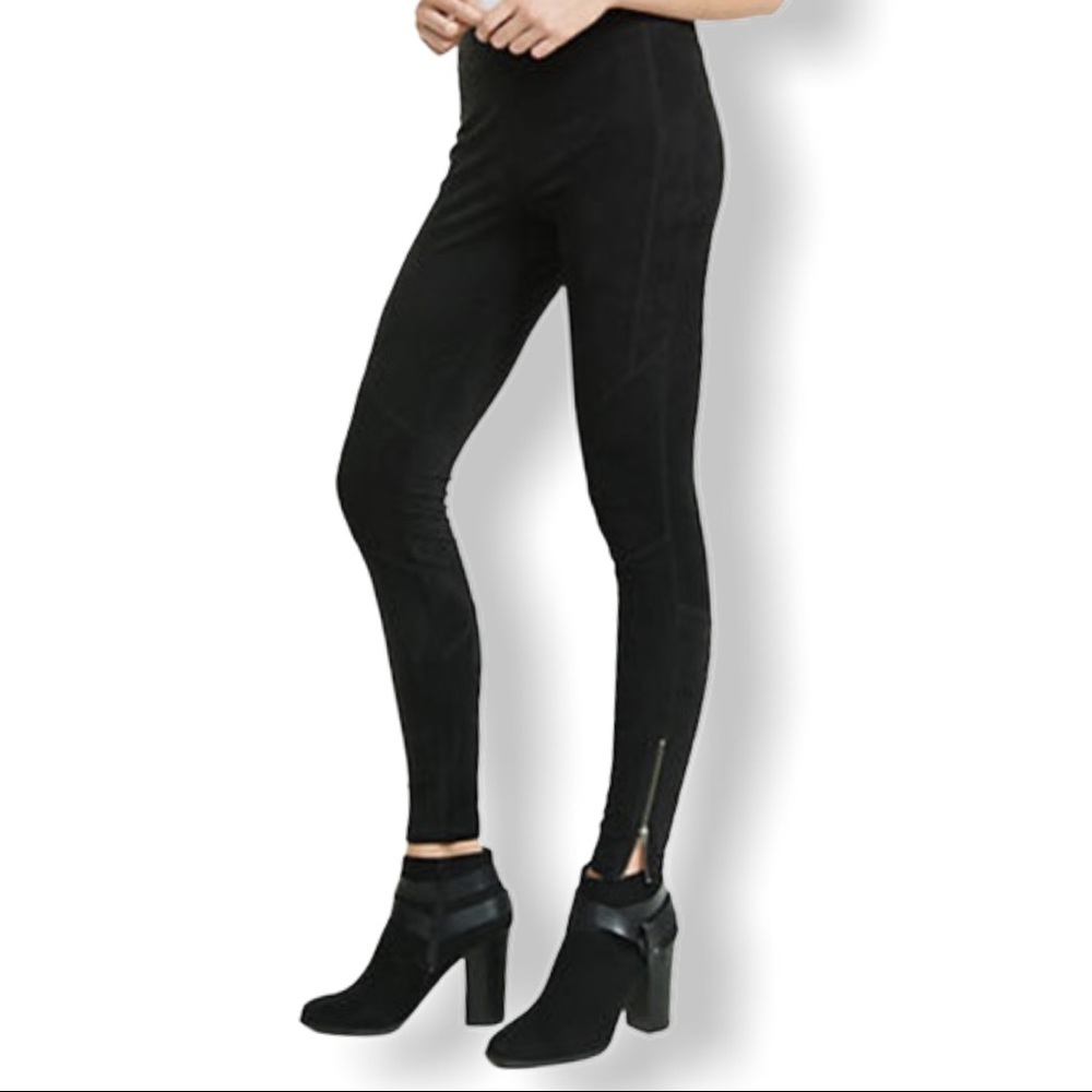 NEW Express Faux Suede Black Ankle Zip Leggings